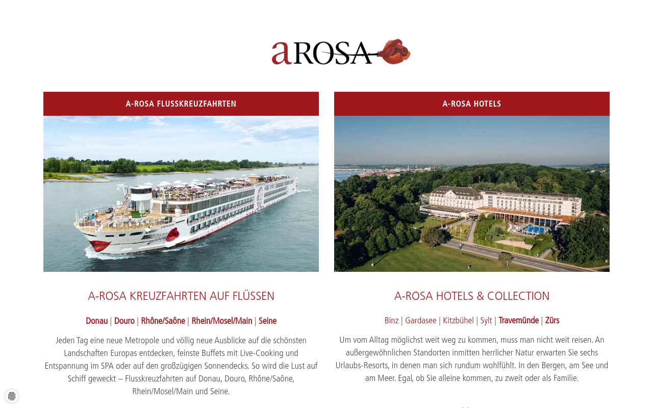 Screenshot von a-rosa.de