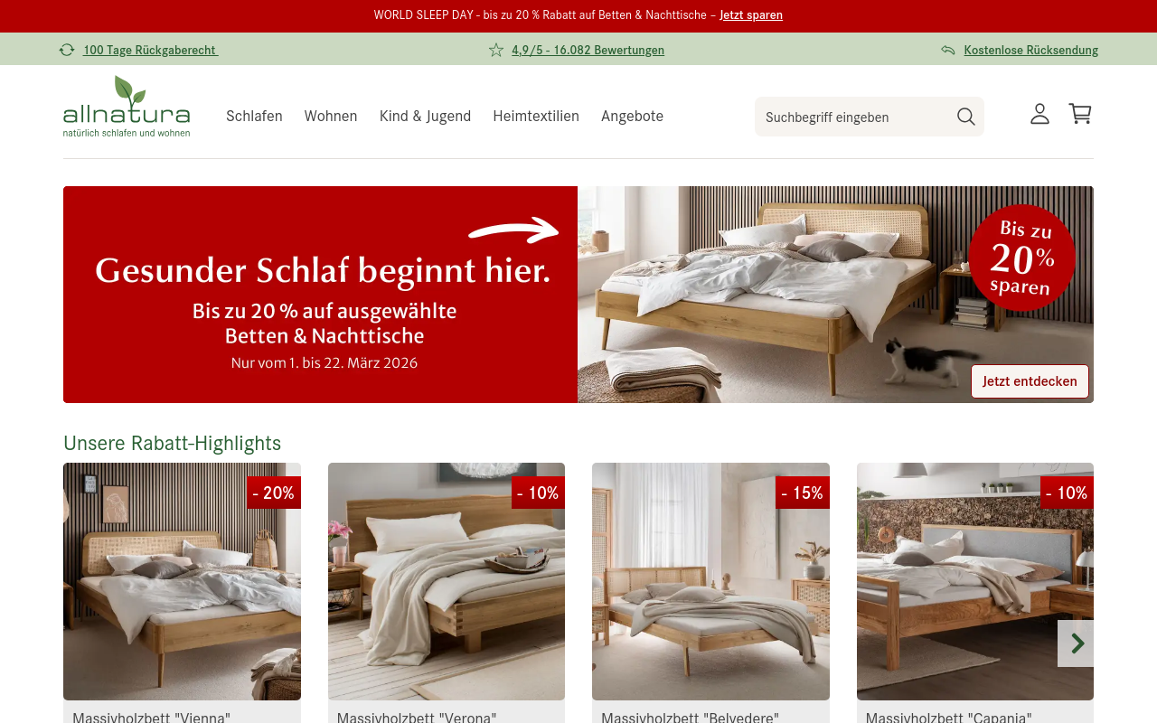 Screenshot von allnatura.de