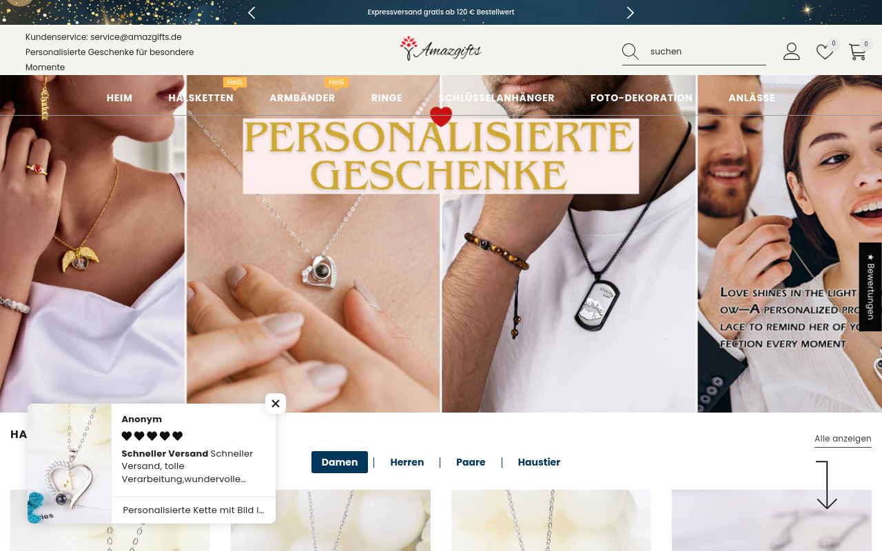 Screenshot von amazgifts.de