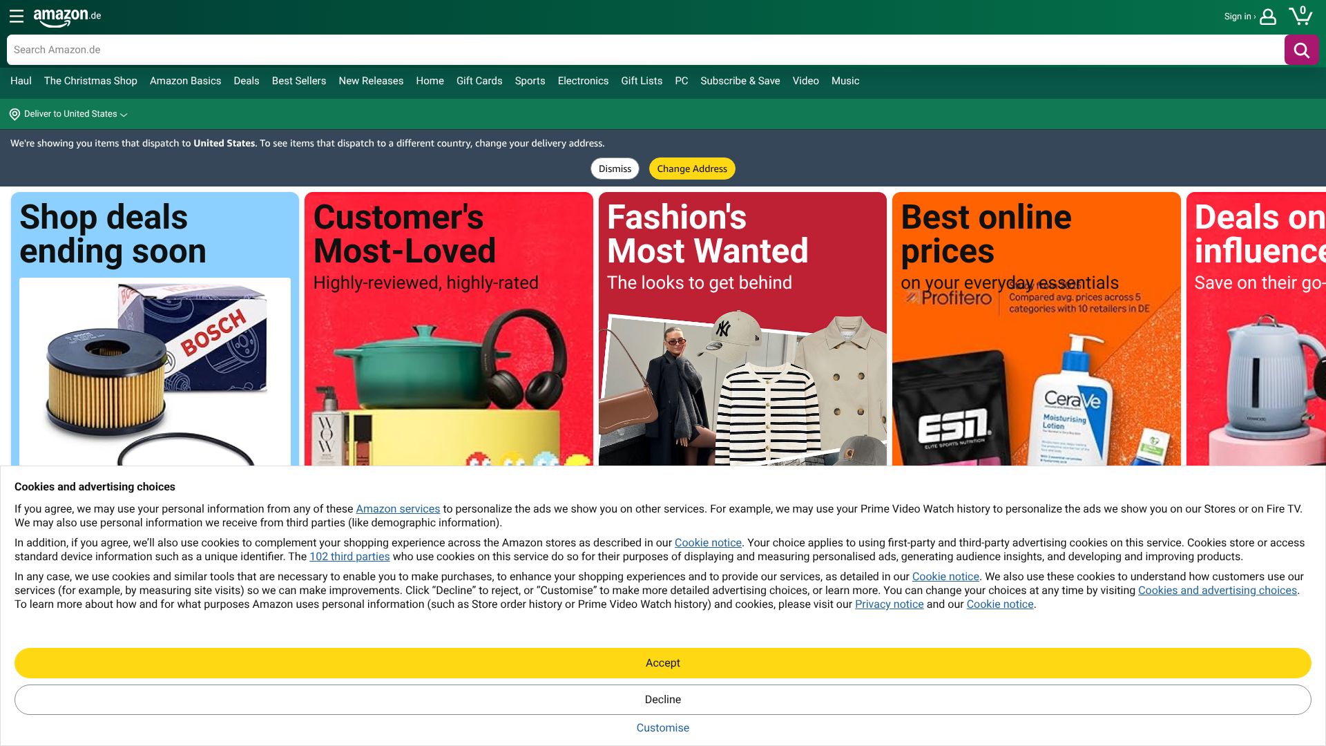 Screenshot von amazon.de