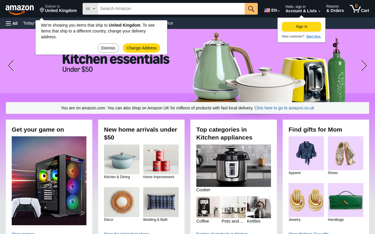 Screenshot von amazon.com