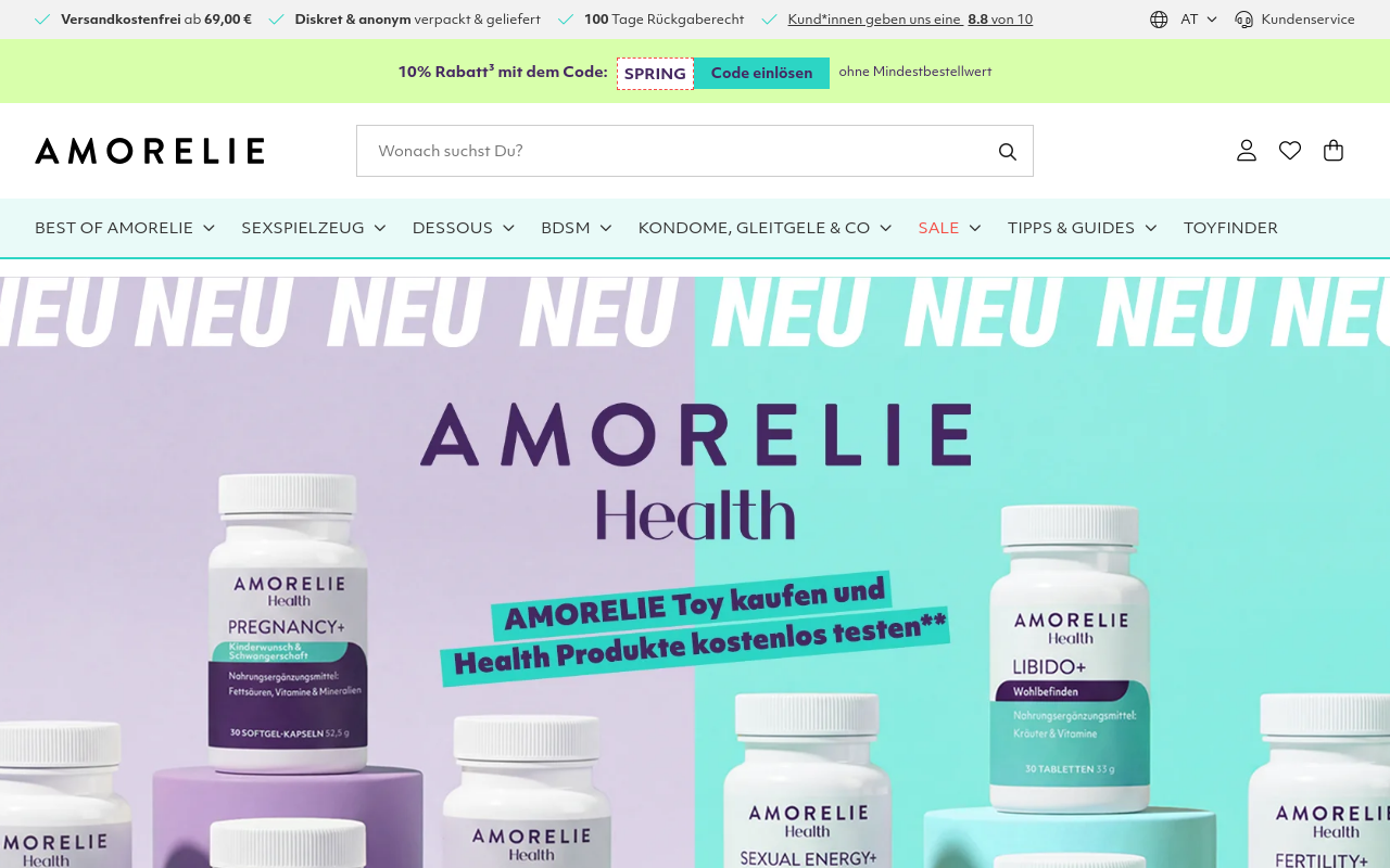 Screenshot von amorelie.at