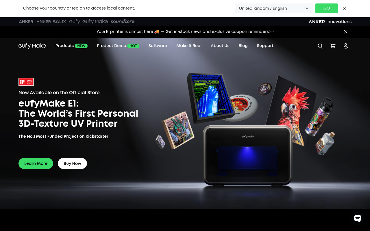 Screenshot von ankermake.com