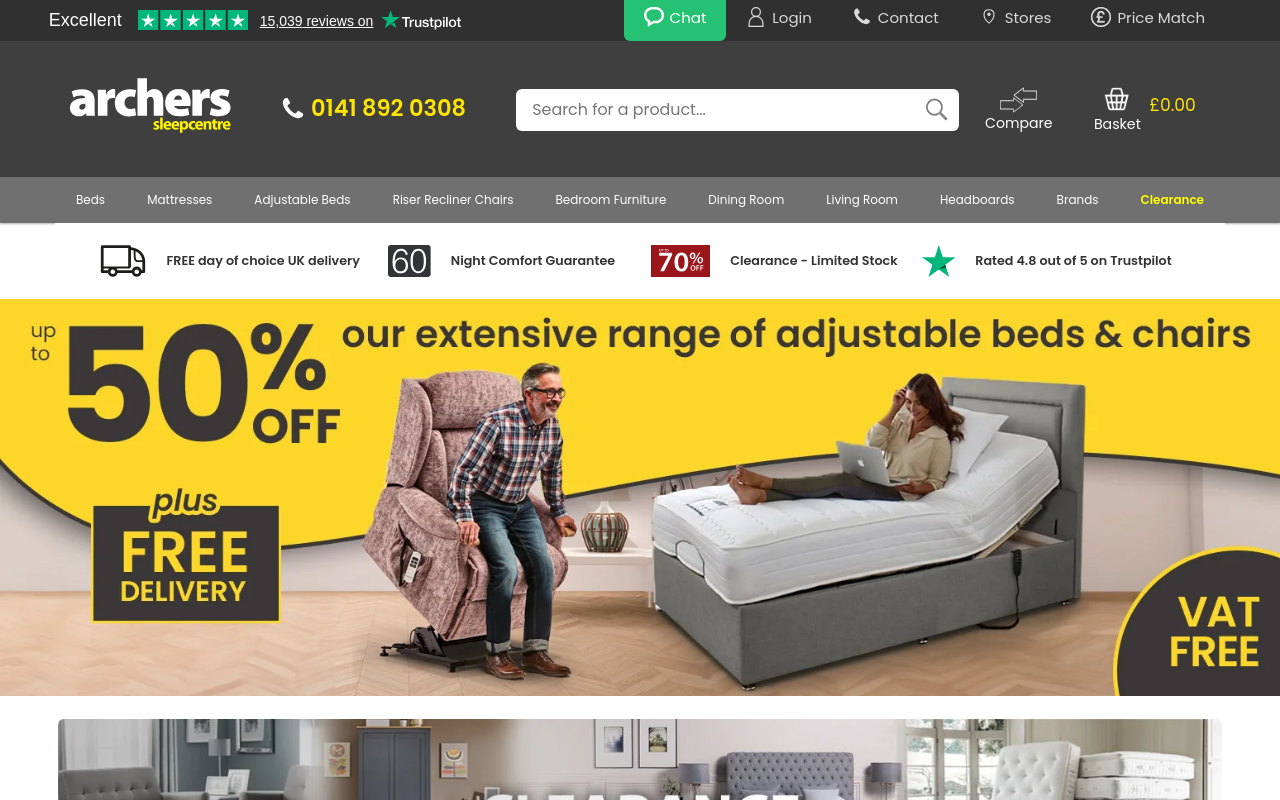 Screenshot von archerssleepcentre.co.uk