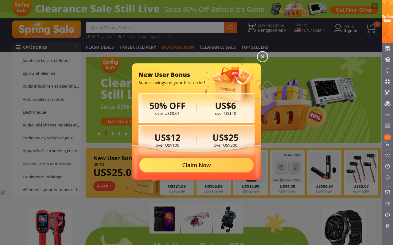 Screenshot von banggood.com