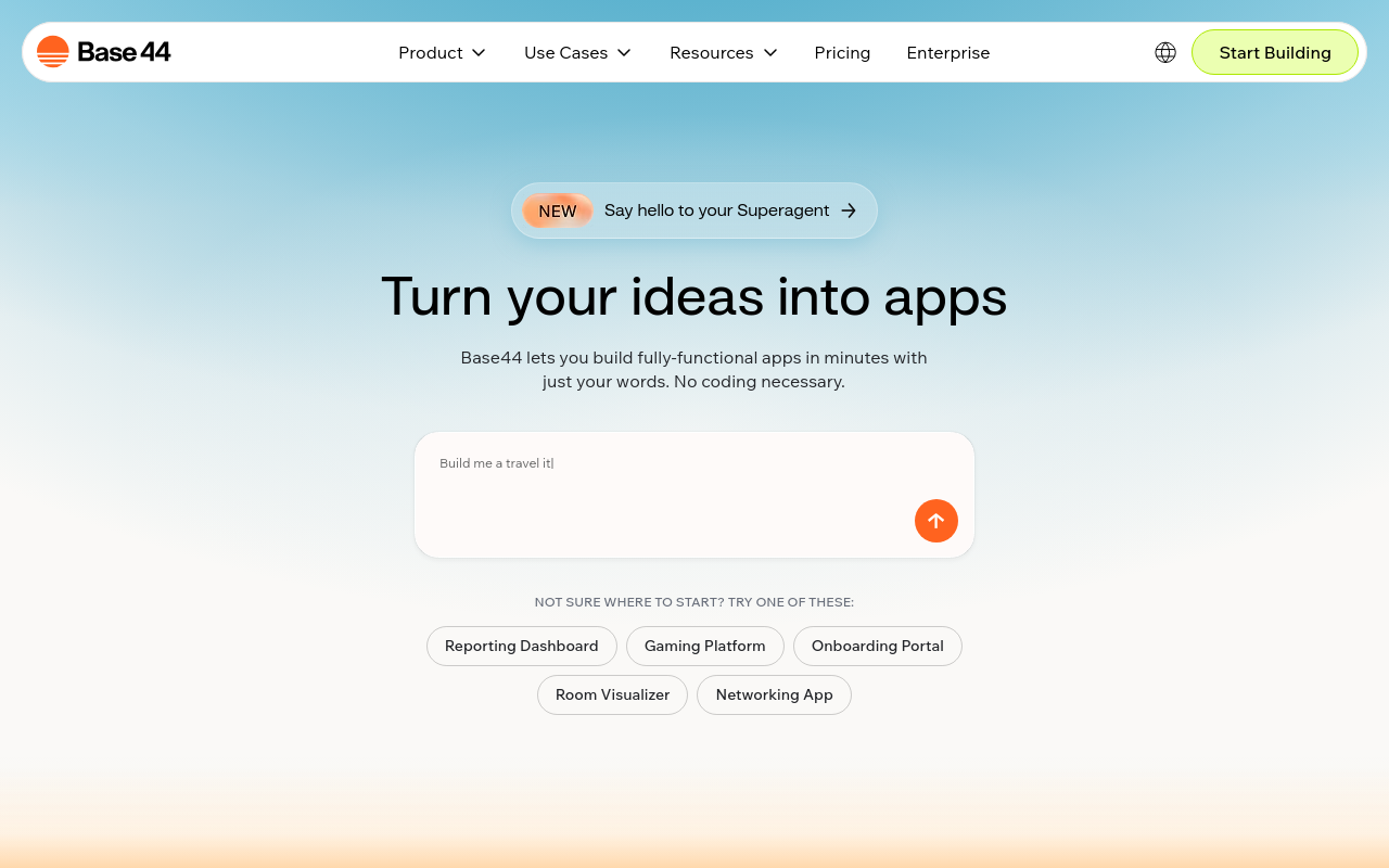 Screenshot von base44.com