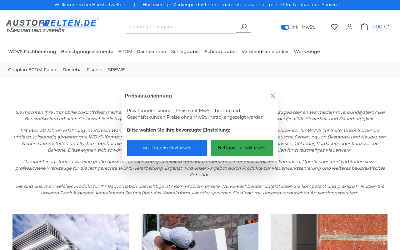 Screenshot von Baustoffwelten