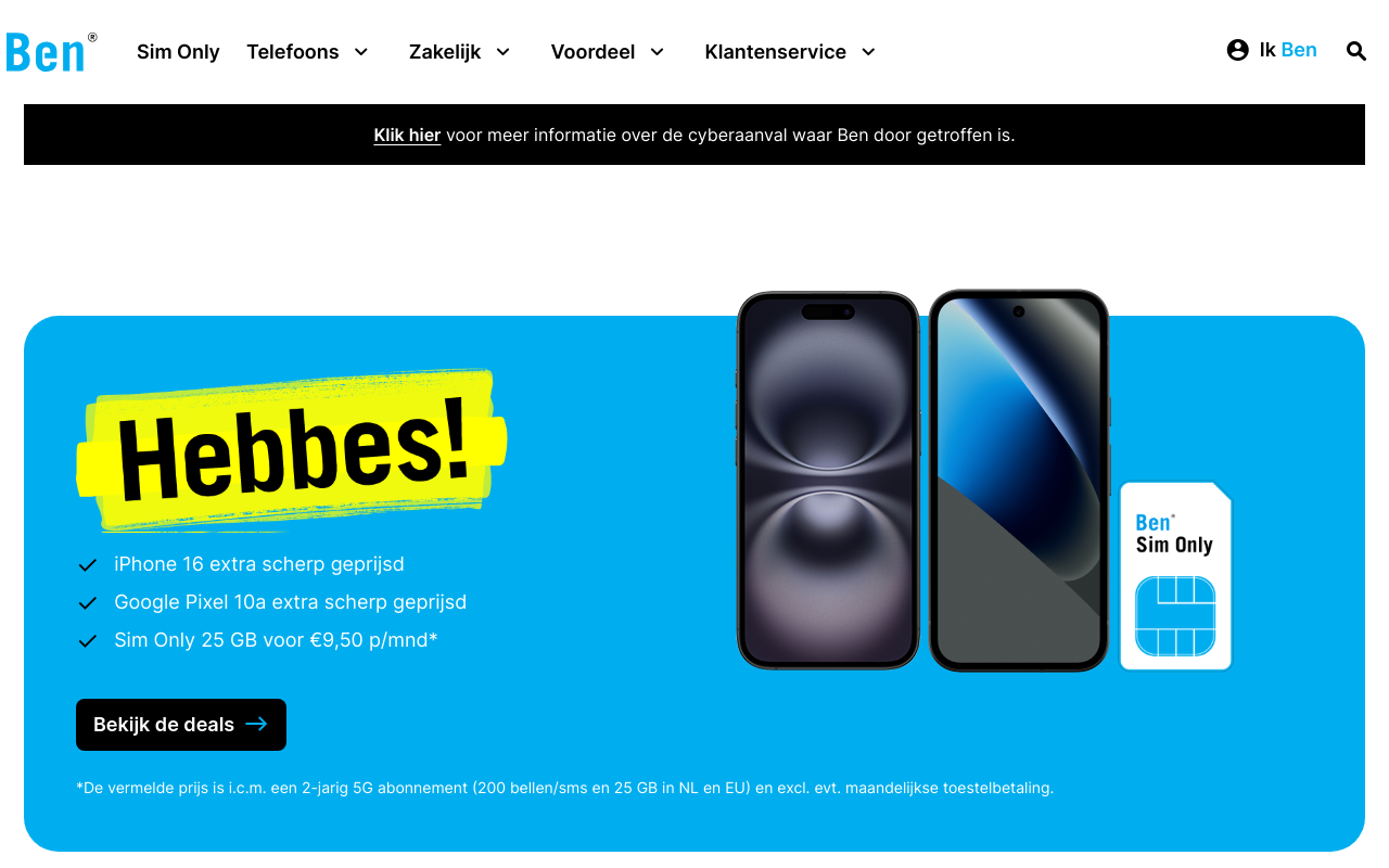 Screenshot von ben.nl