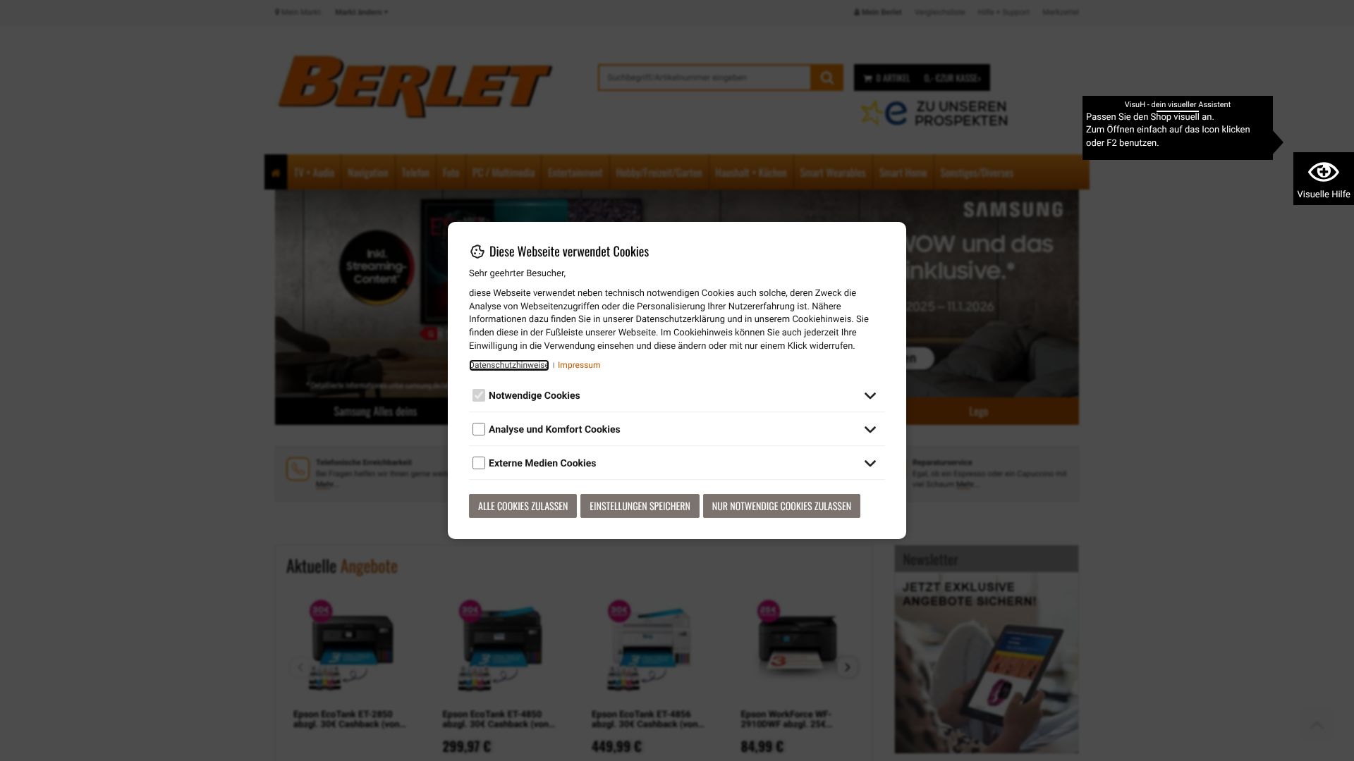 Screenshot von Berlet.de