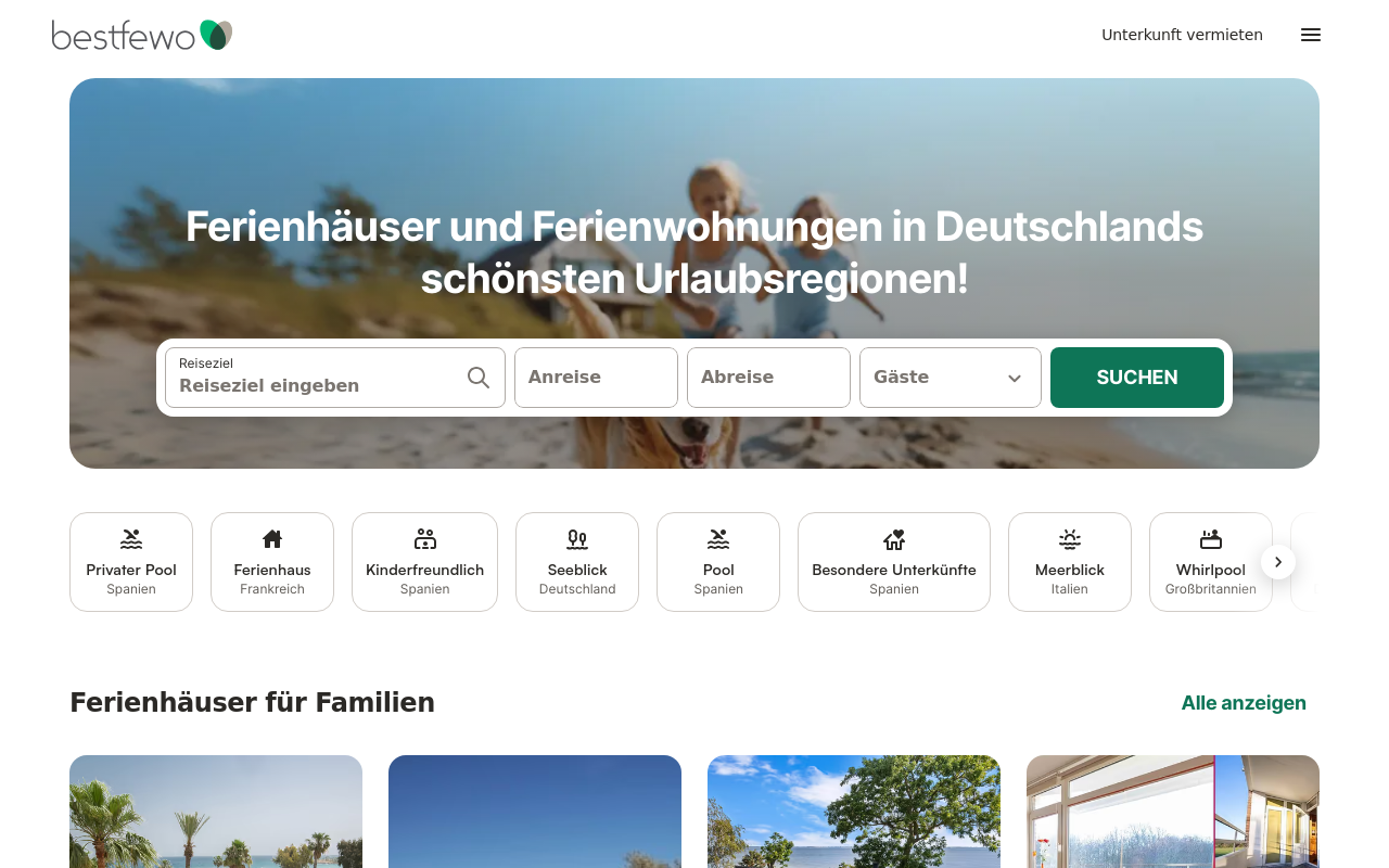 Screenshot von bestfewo.de