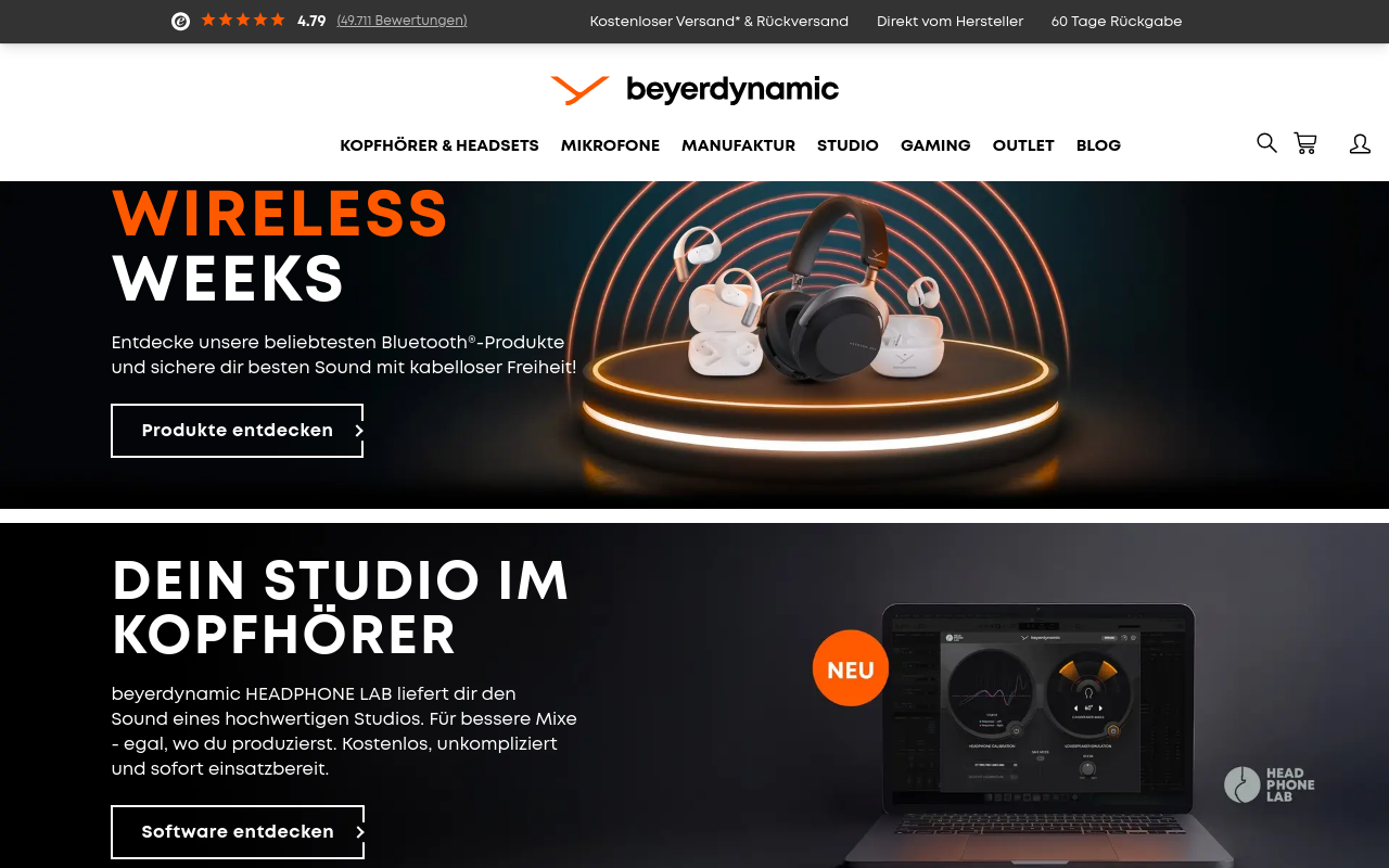 Screenshot von beyerdynamic.de