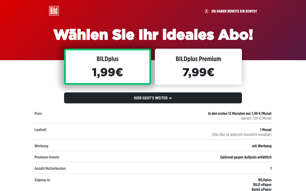 Screenshot von bildplus.de