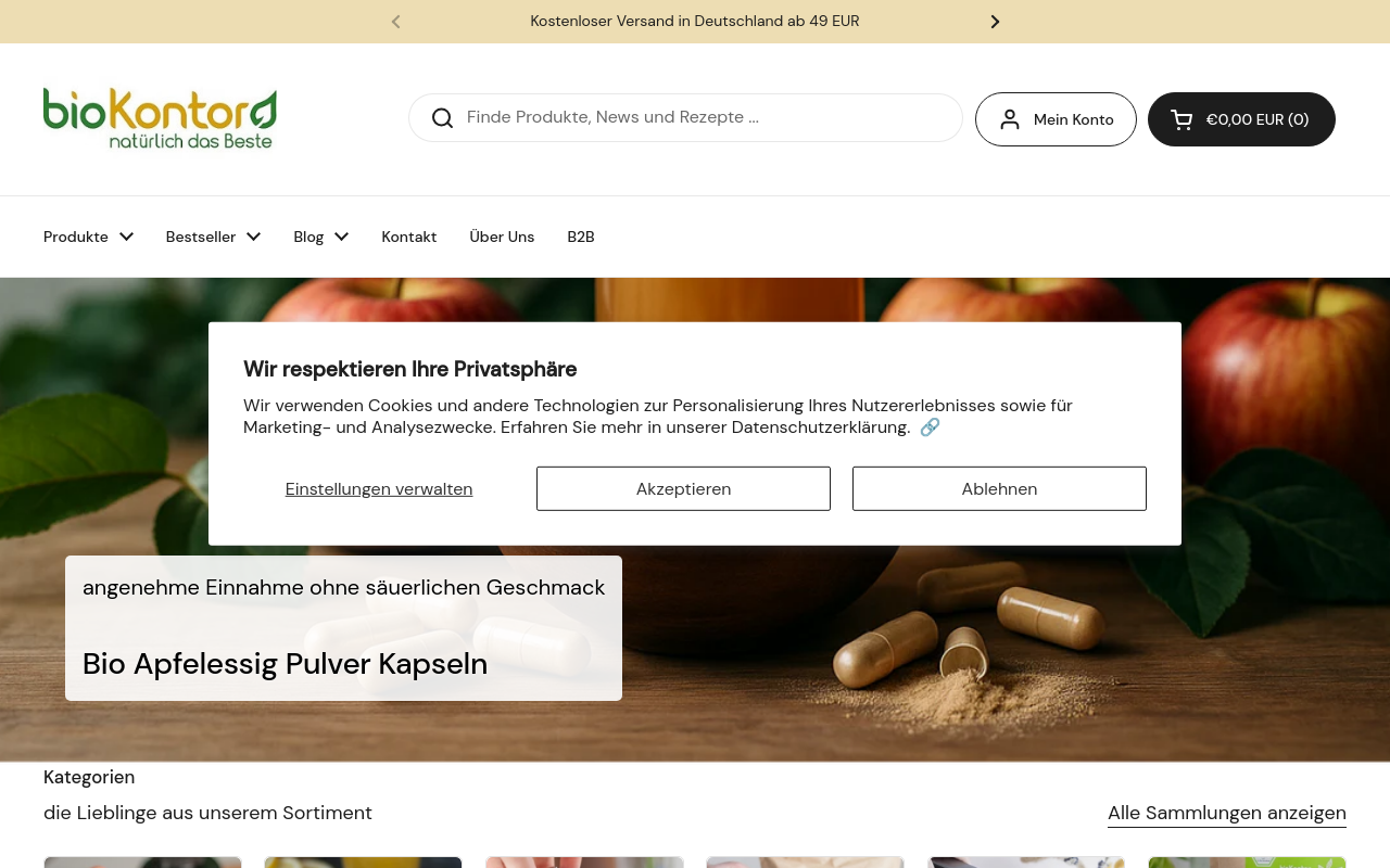 Screenshot von bioKontor