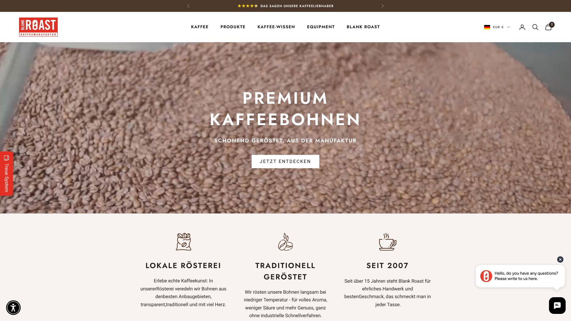 Screenshot von blankroast.de