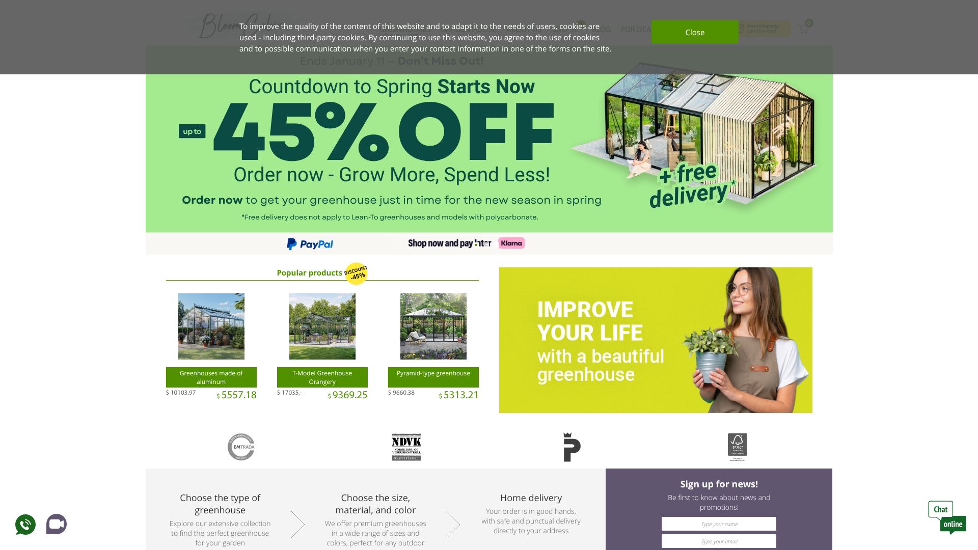 Screenshot von bloomcabin.com