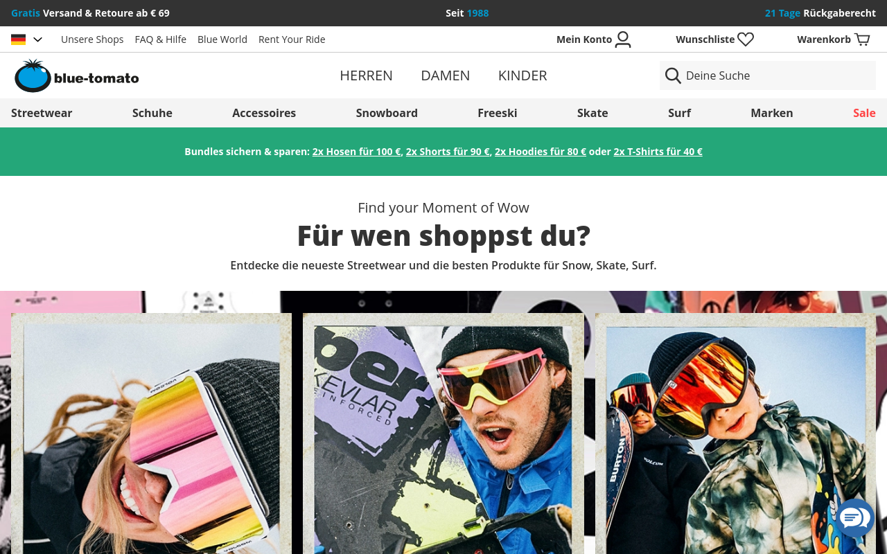 Screenshot von blue-tomato.com