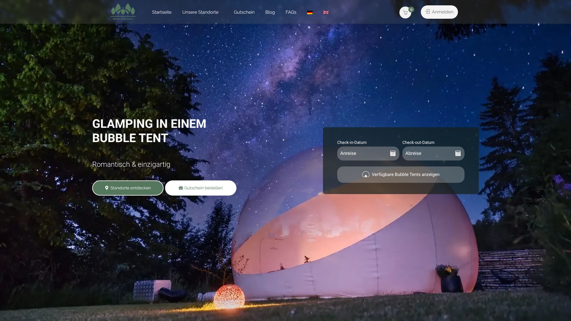 Screenshot von book-a-bubble.de