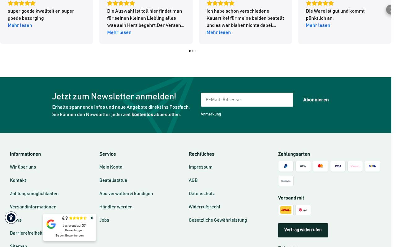 Screenshot von breer-tierbedarf.de