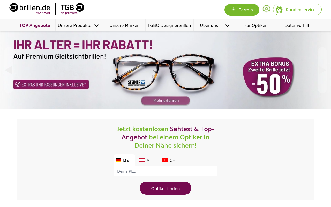 Screenshot von brillen.de