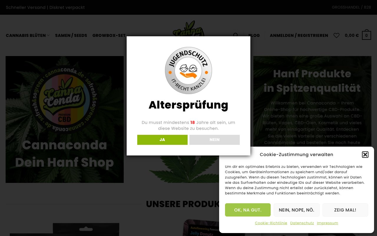 Screenshot von cannaconda.de