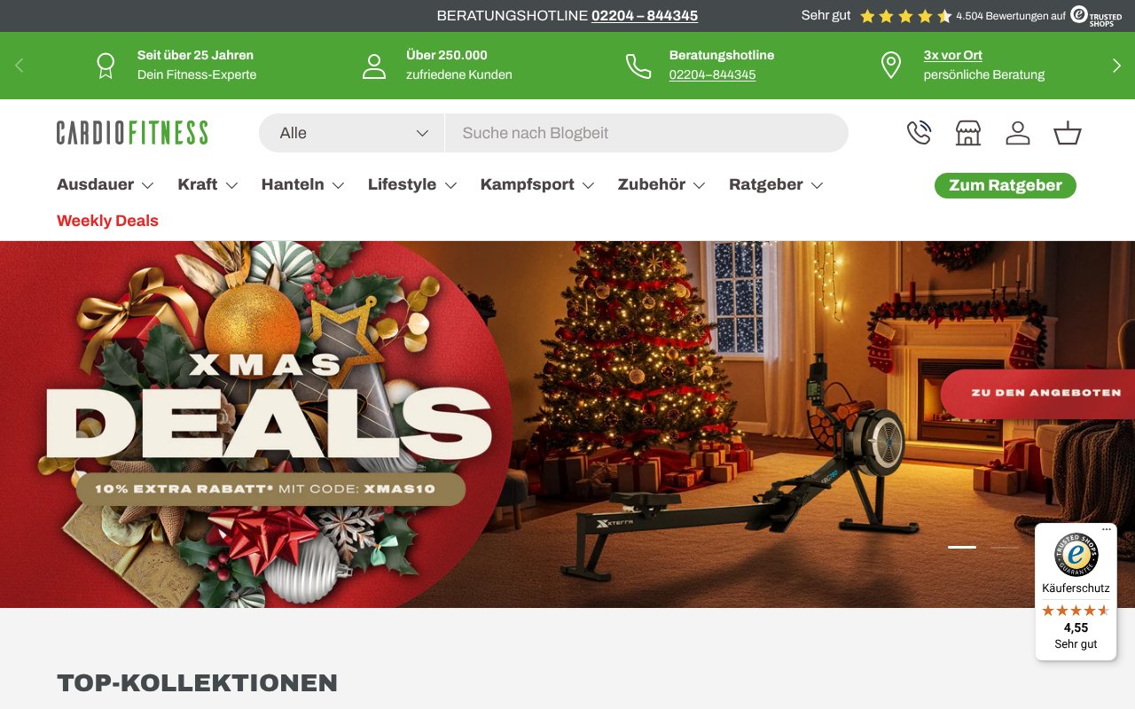 Screenshot von cardiofitness.de