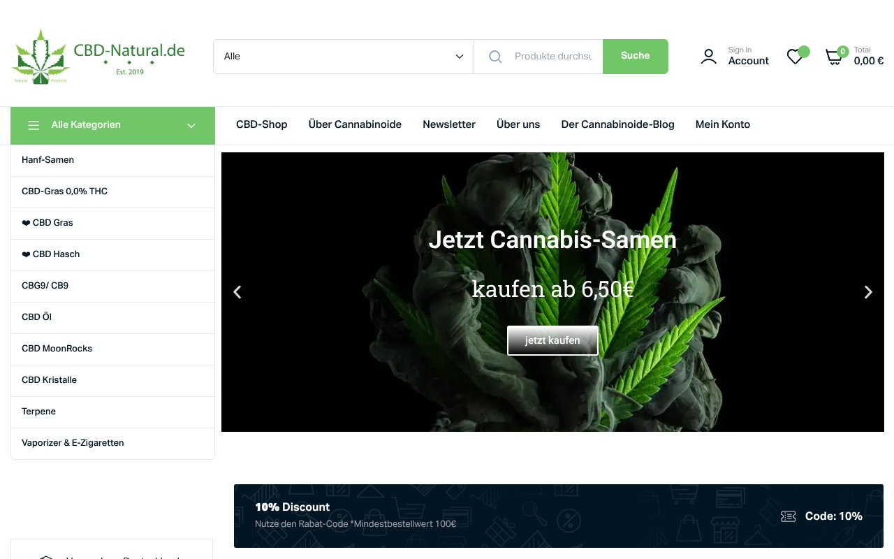Screenshot von cbd-natural.de