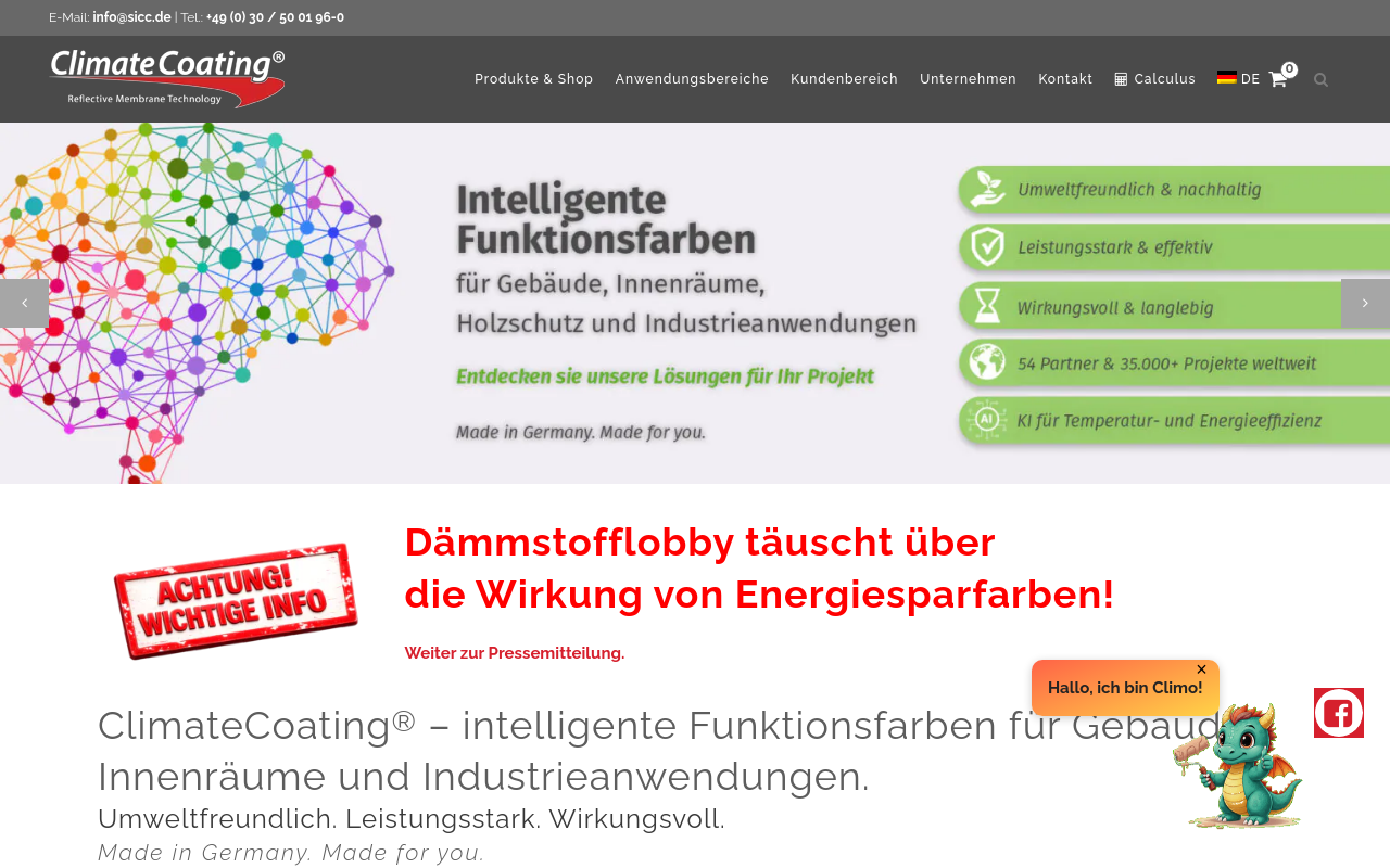Screenshot von ClimateCoating