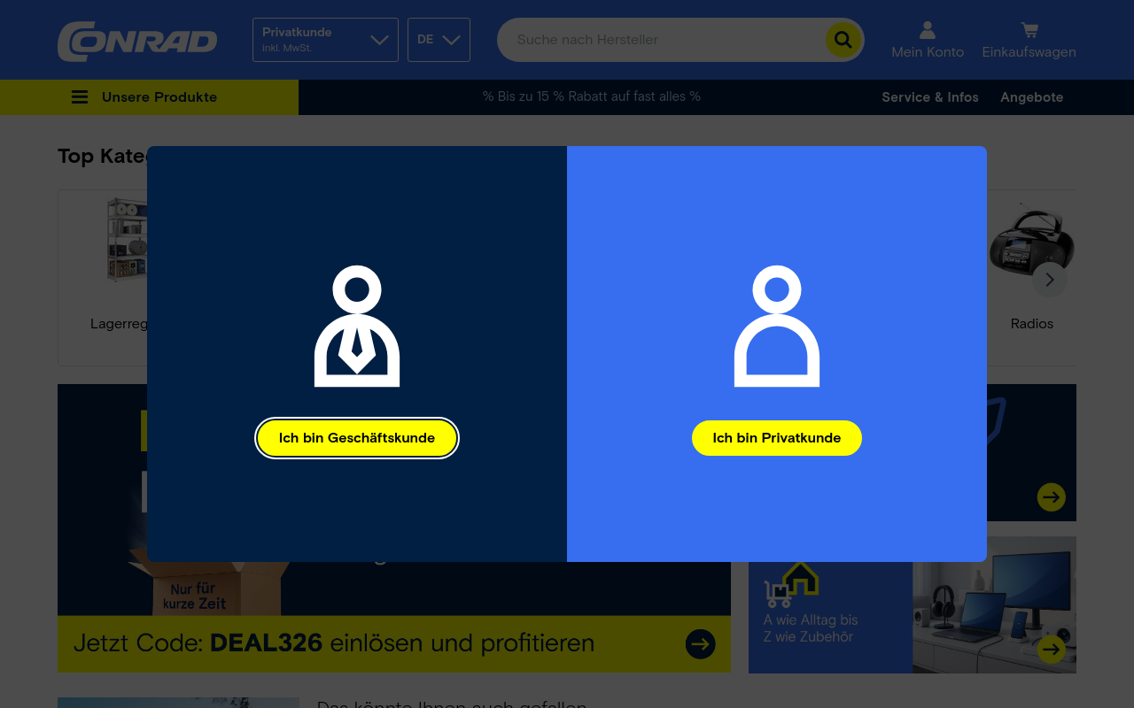 Screenshot von conrad.ch