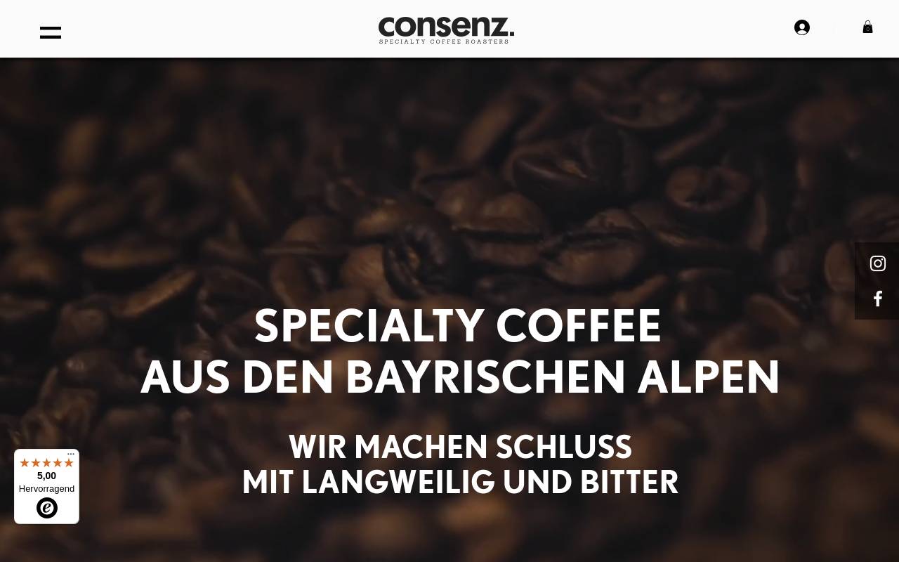 Screenshot von consenz.coffee