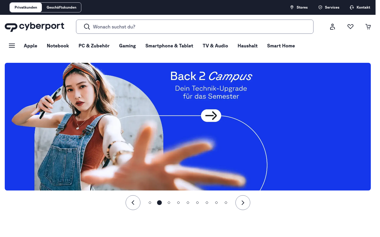 Screenshot von cyberport.at