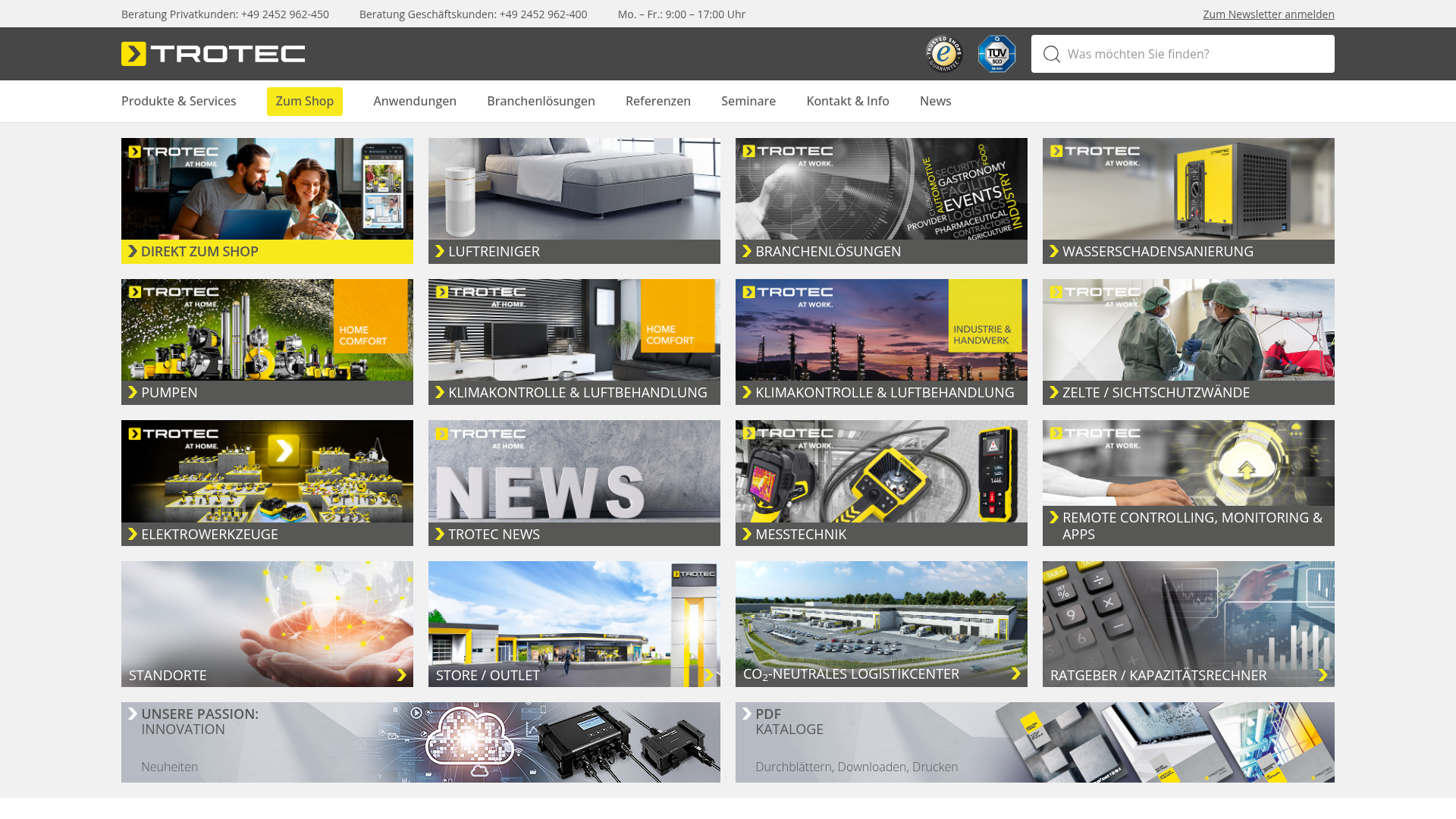 Screenshot von Trotec DACH