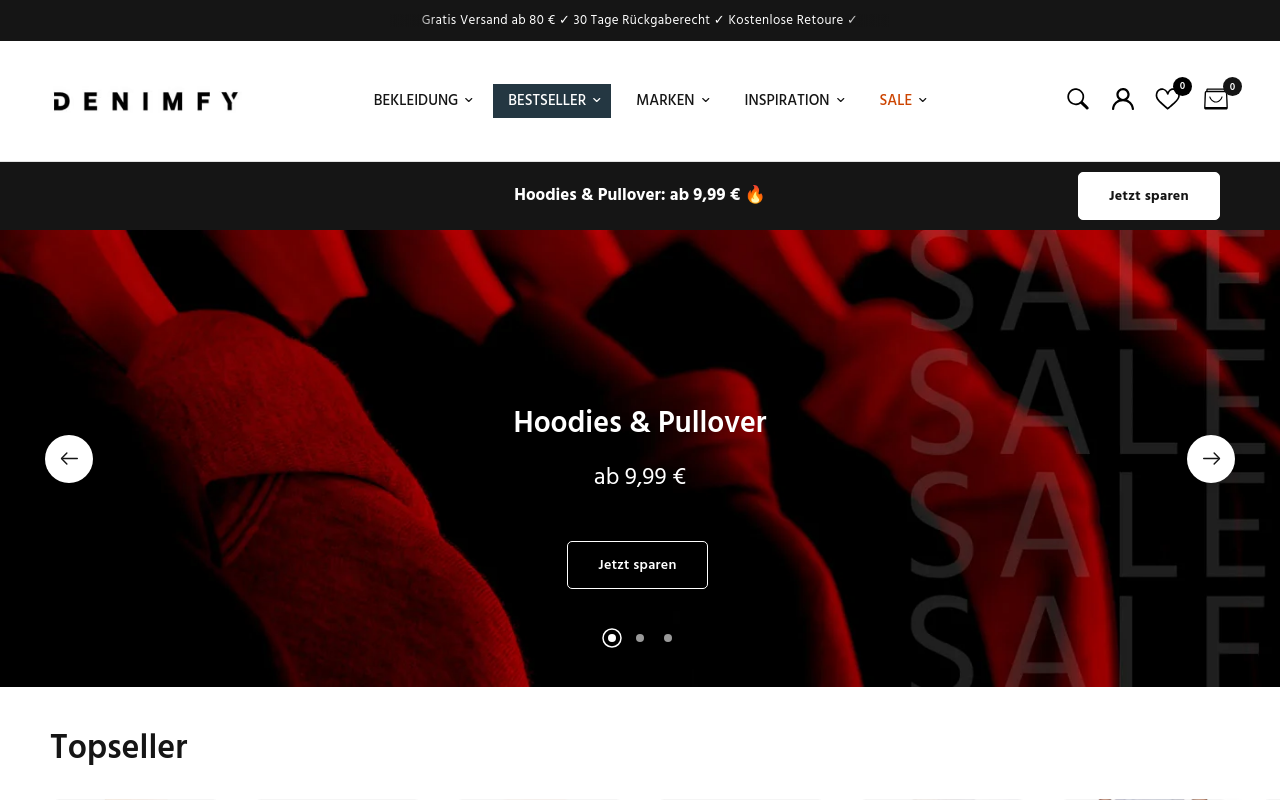 Screenshot von denimfy.de
