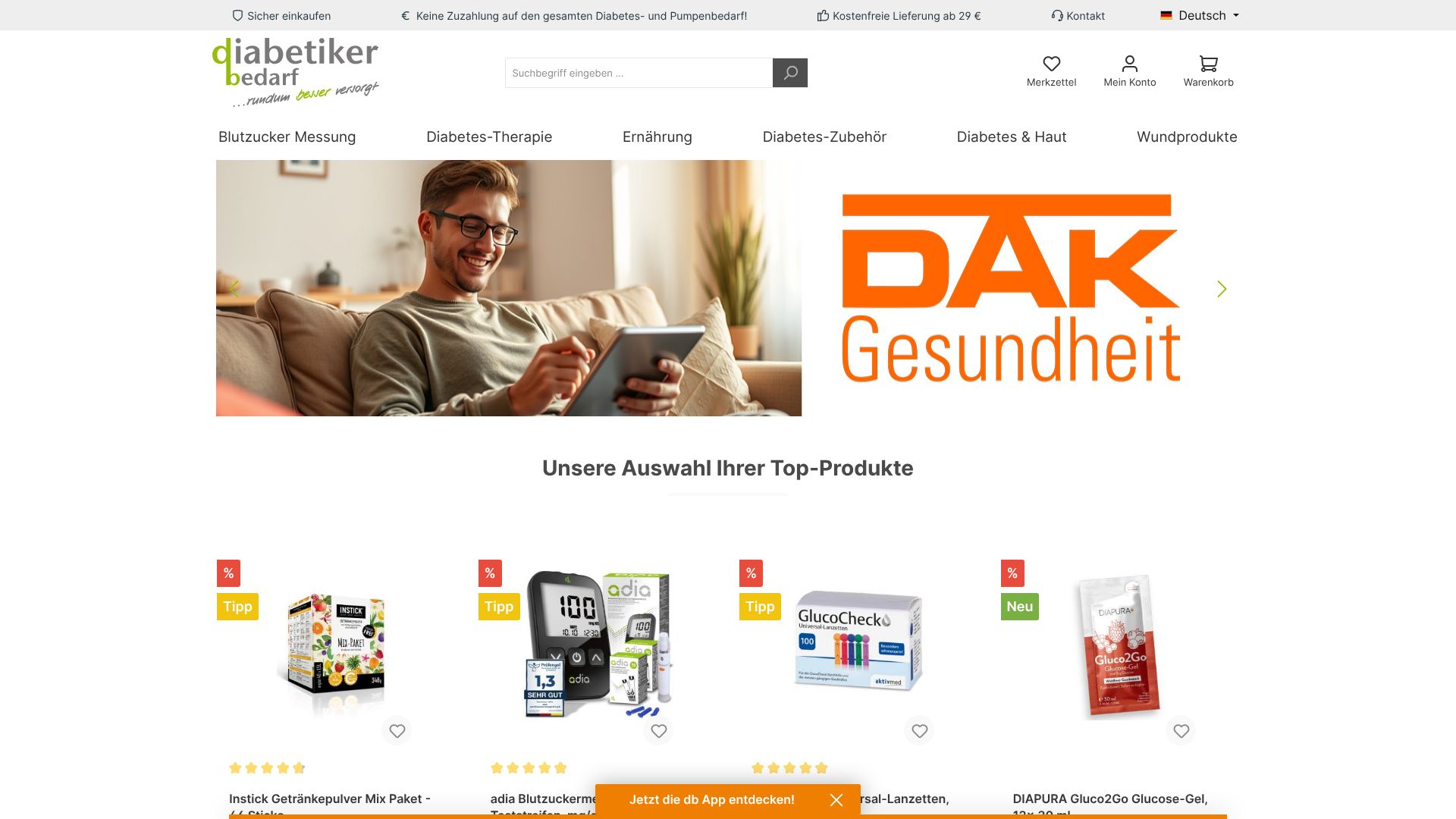 Screenshot von diabetikerbedarf