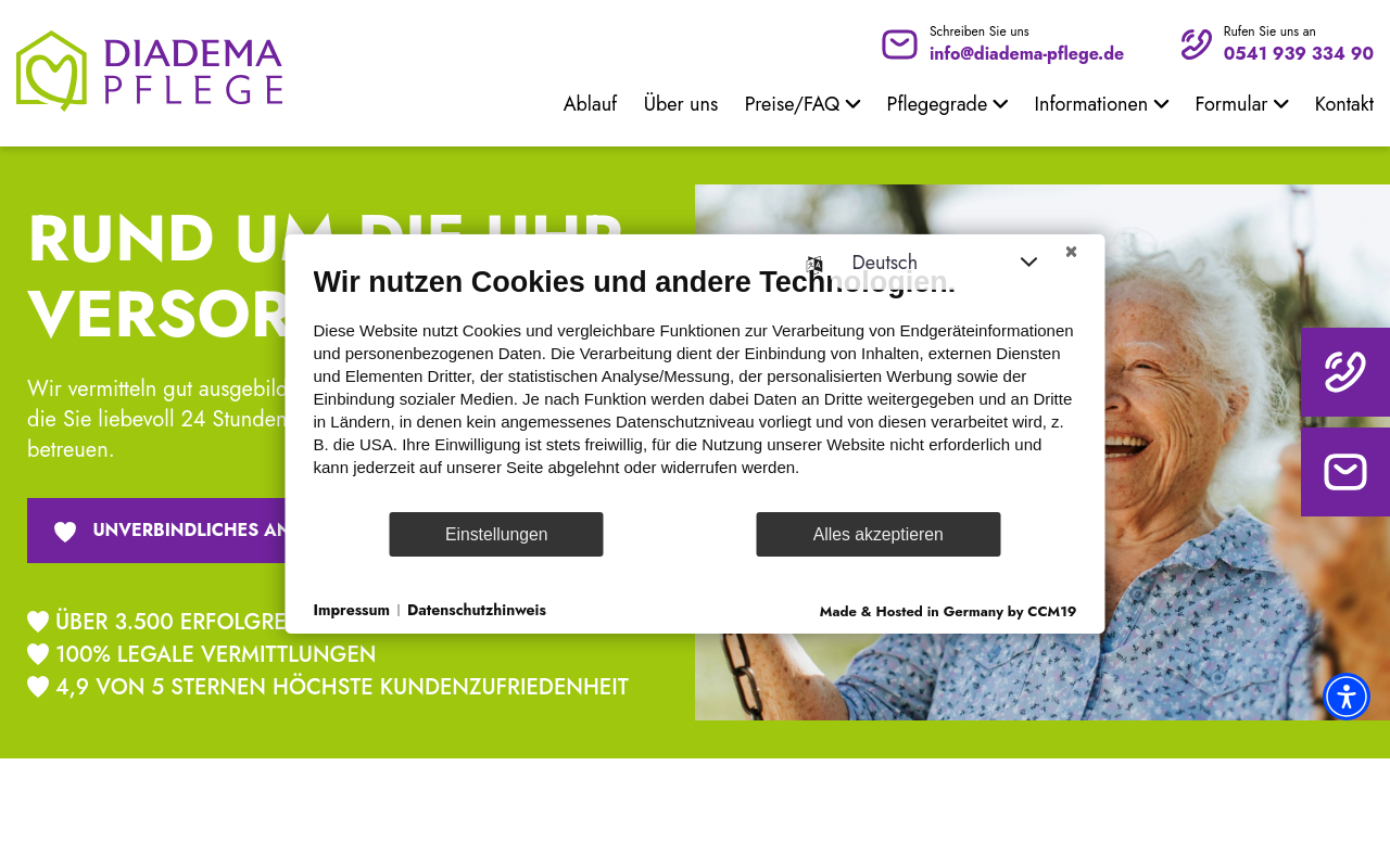 Screenshot von diadema-pflege.de
