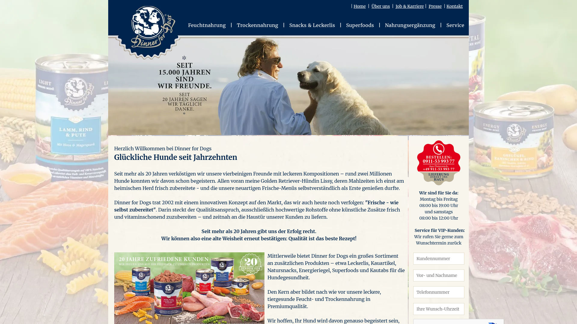 Screenshot von dinner-for-dogs.de