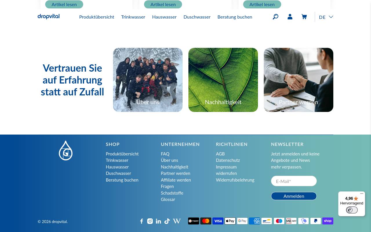 Screenshot von dropvital.com