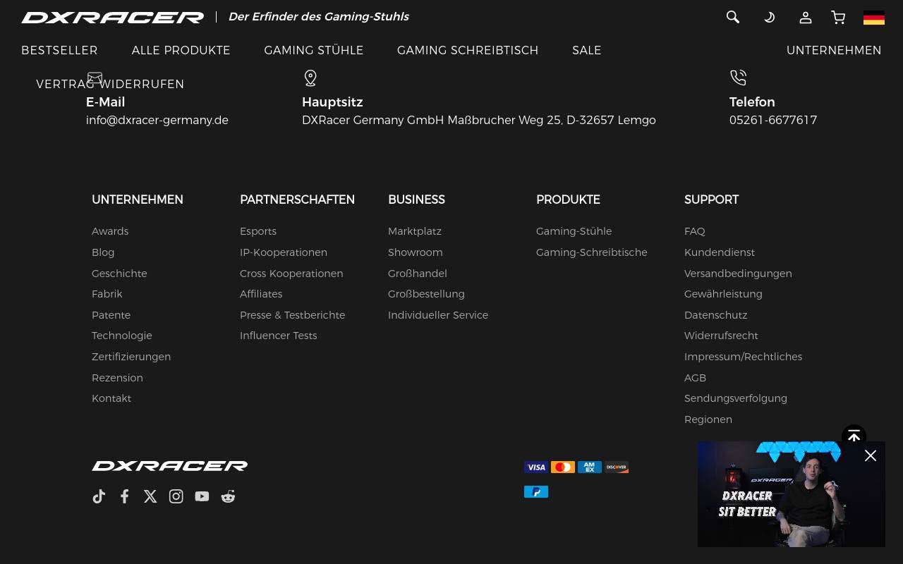 Screenshot von dxracer-germany.de