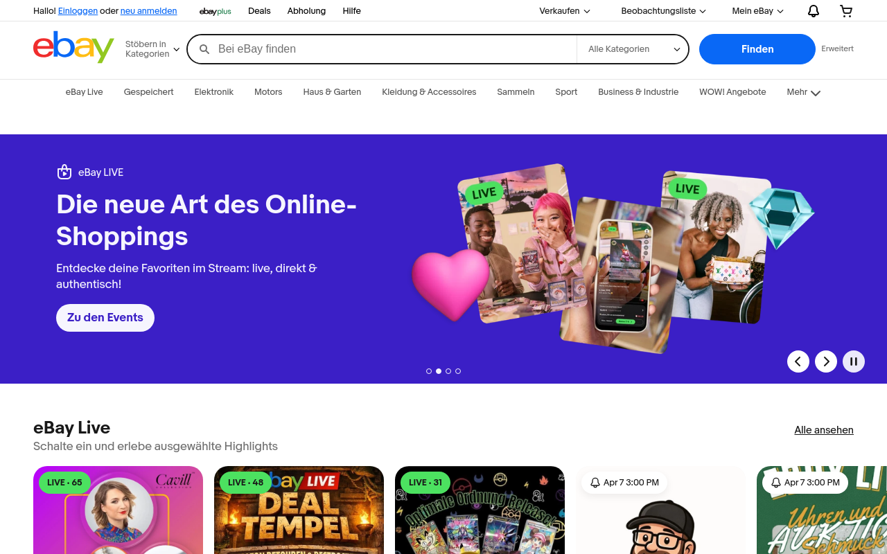 Screenshot von ebay.de