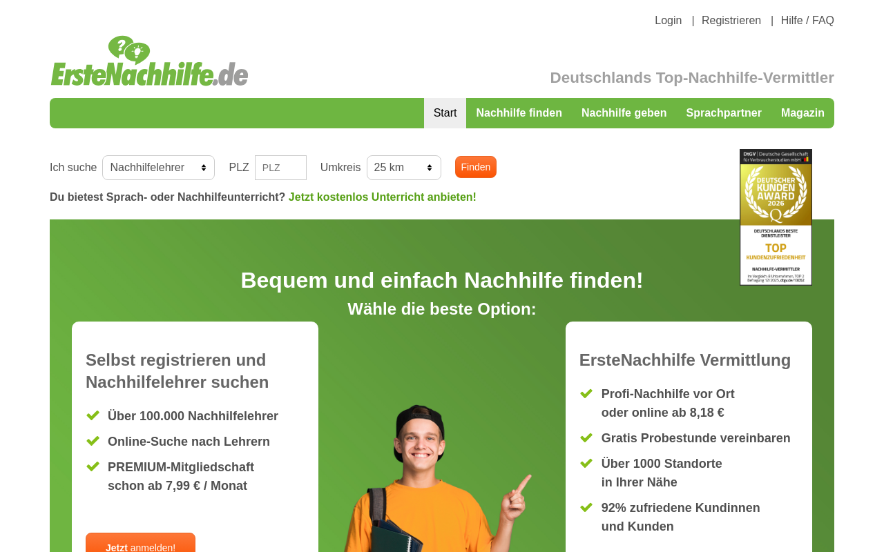 Screenshot von erstenachhilfe.de