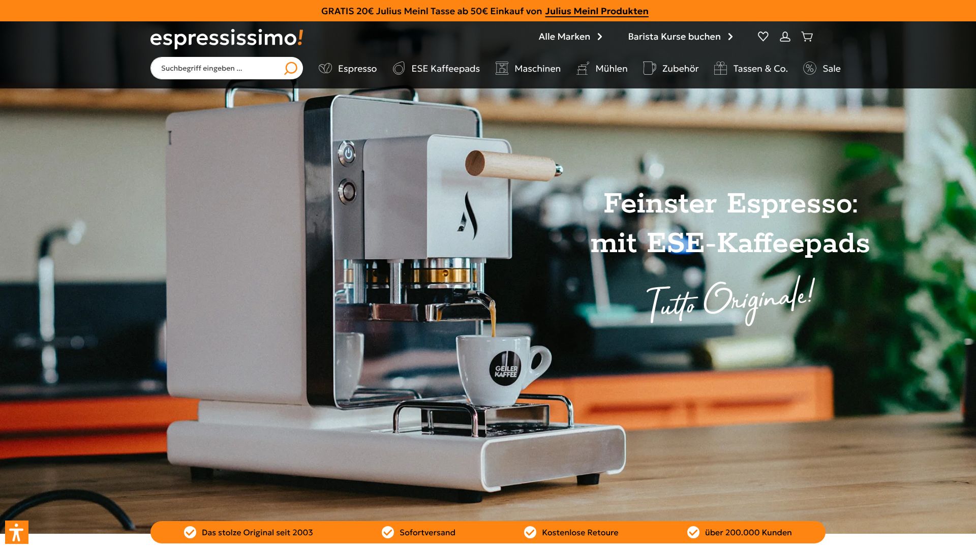 Screenshot von espressissimo.de