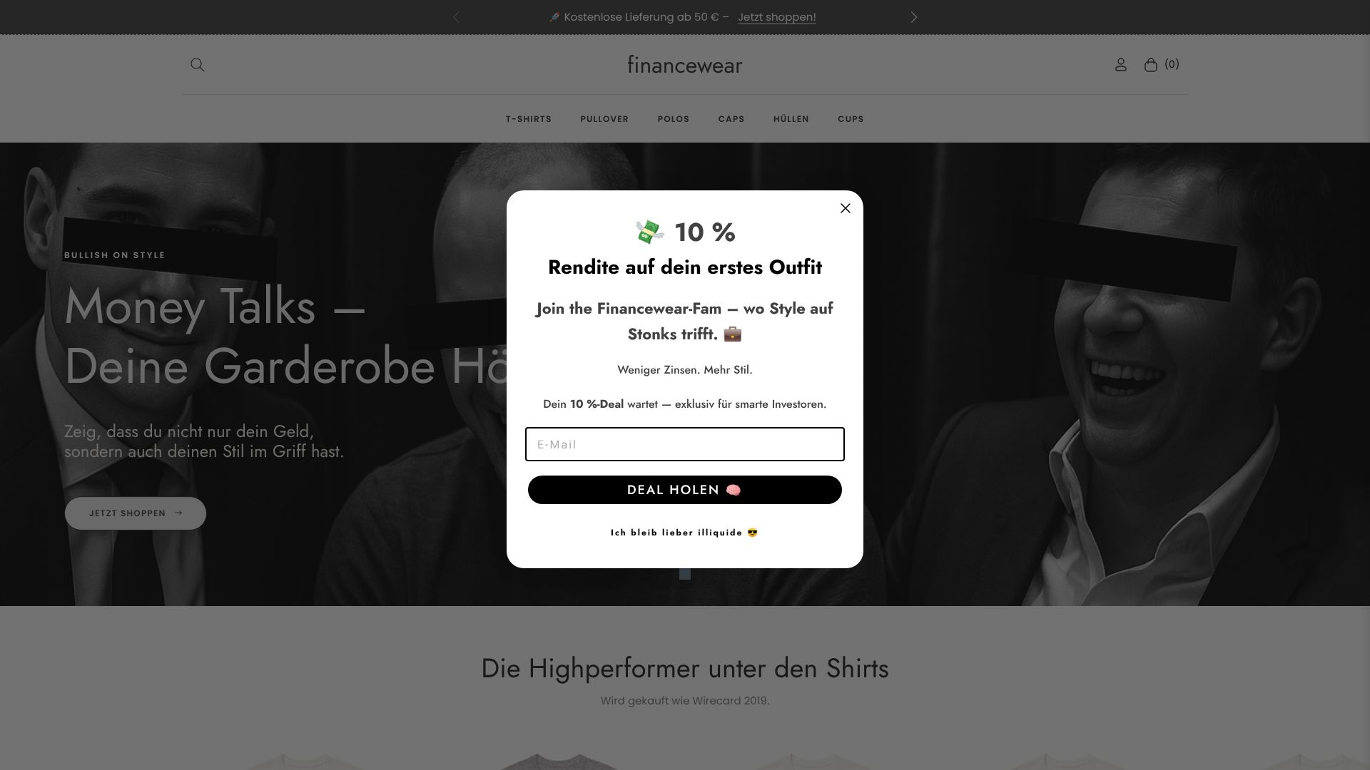 Screenshot von financewear.store