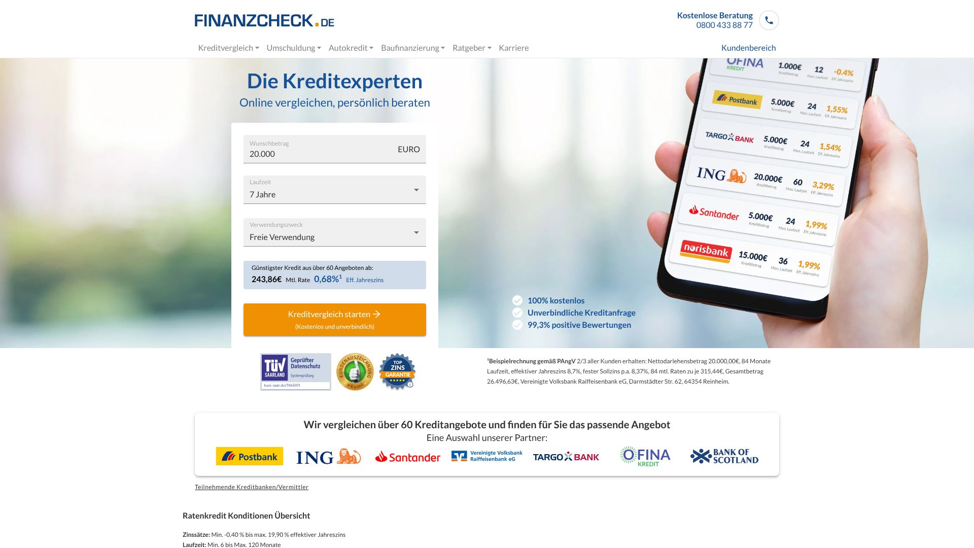 Screenshot von finanzcheck.de