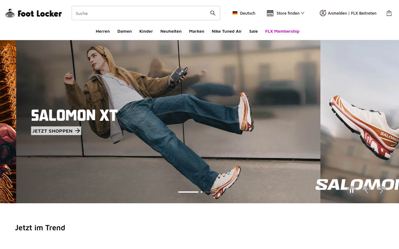Screenshot von footlocker.de