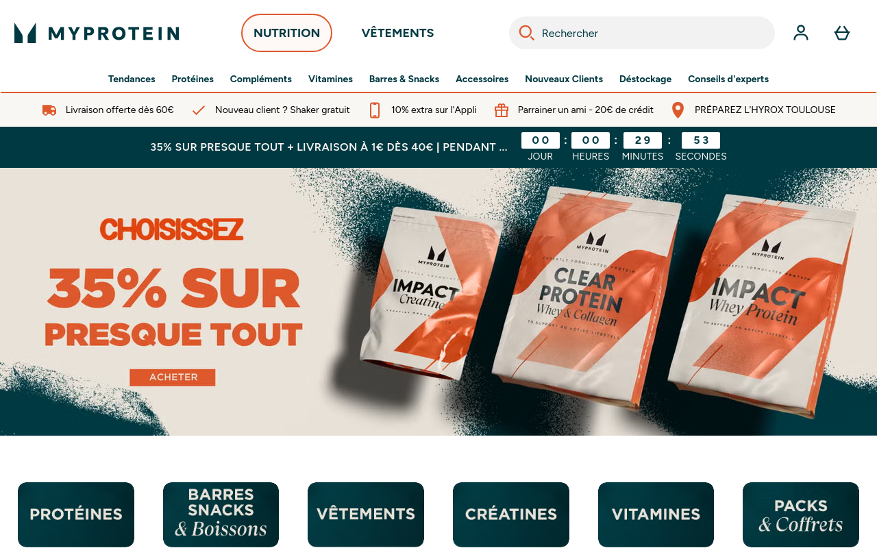 Screenshot von Myprotein FR