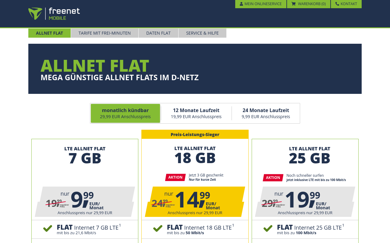 Screenshot von freenetmobile.de