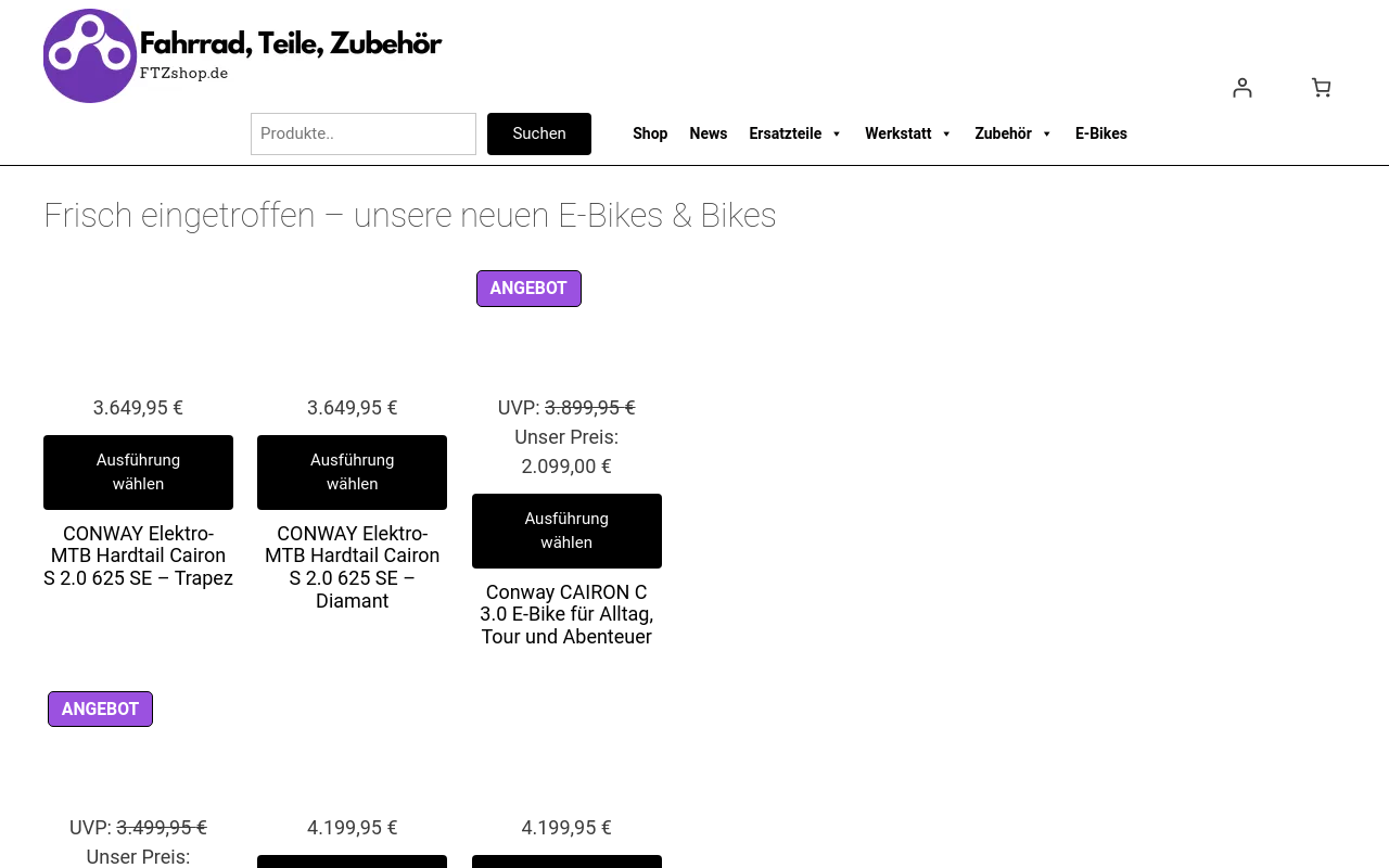 Screenshot von ftzshop.de