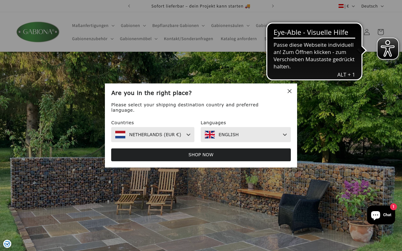 Screenshot von gabiona.at