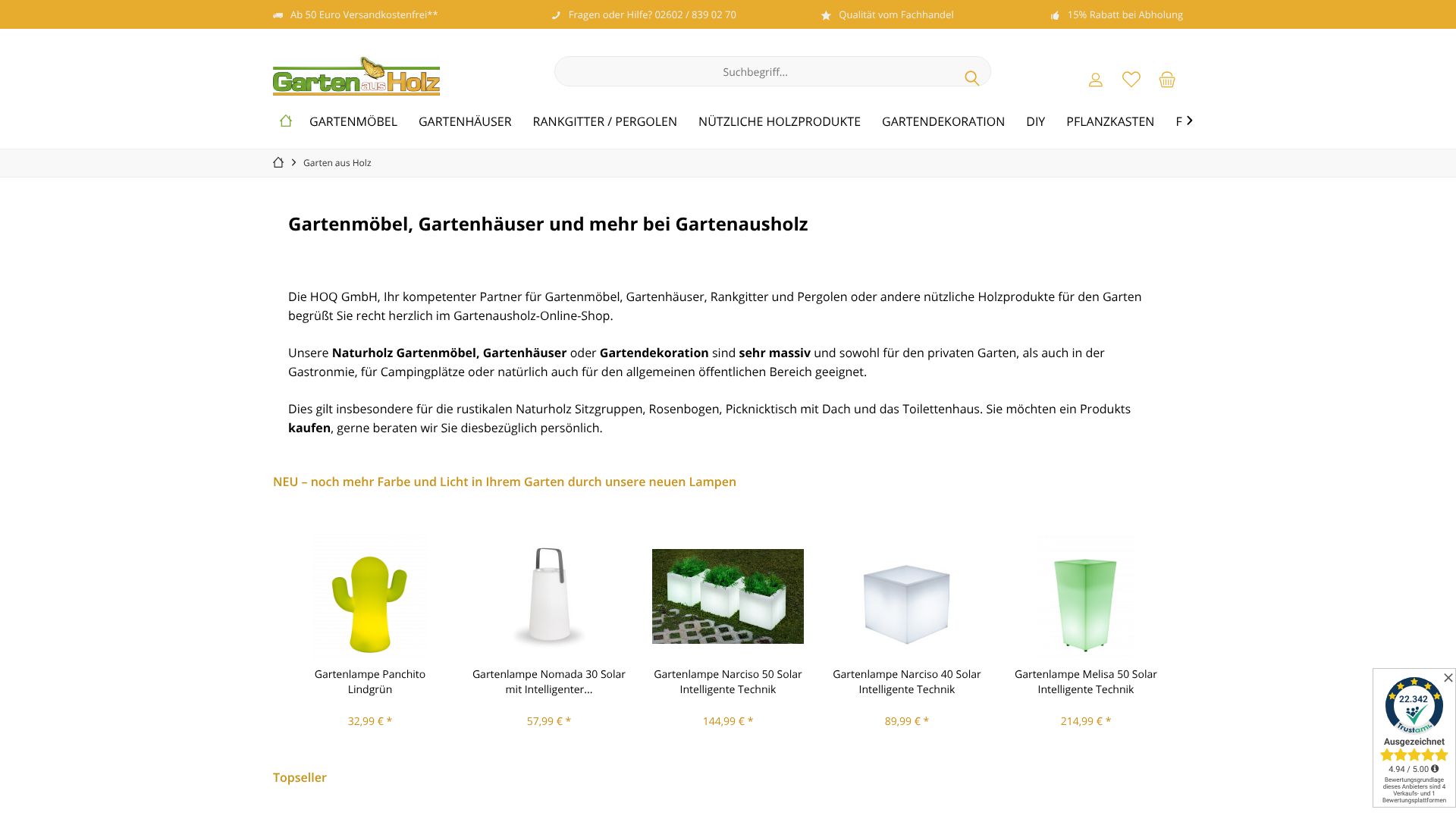Screenshot von gartenausholz.net