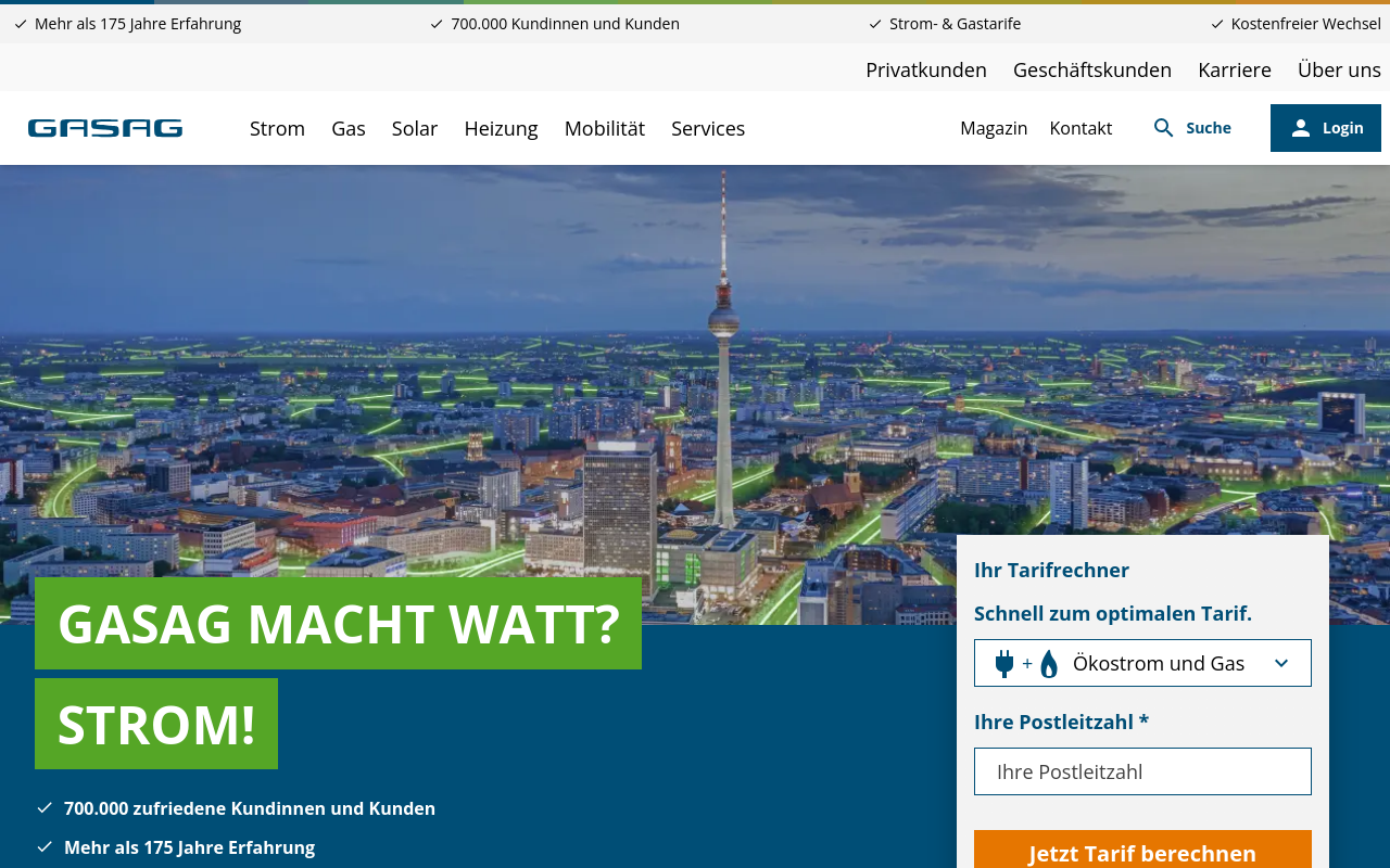 Screenshot von gasag.de