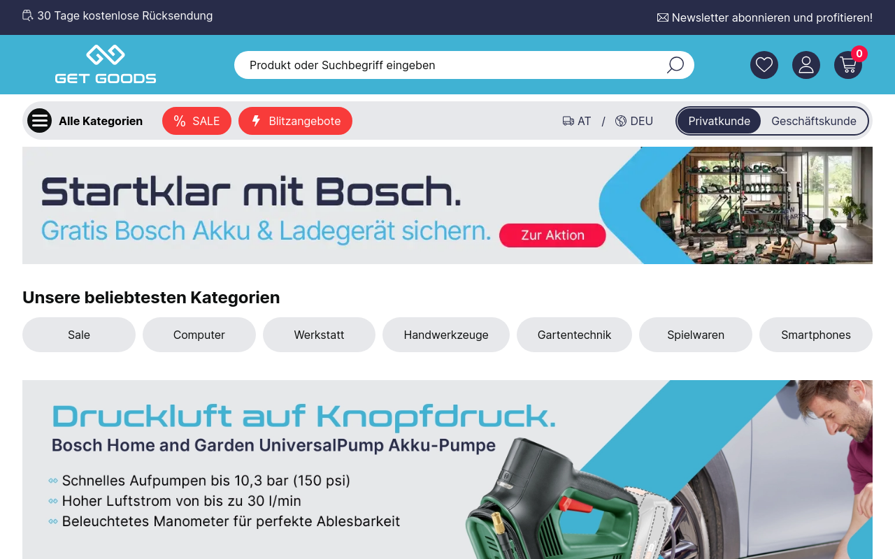 Screenshot von getgoods.com